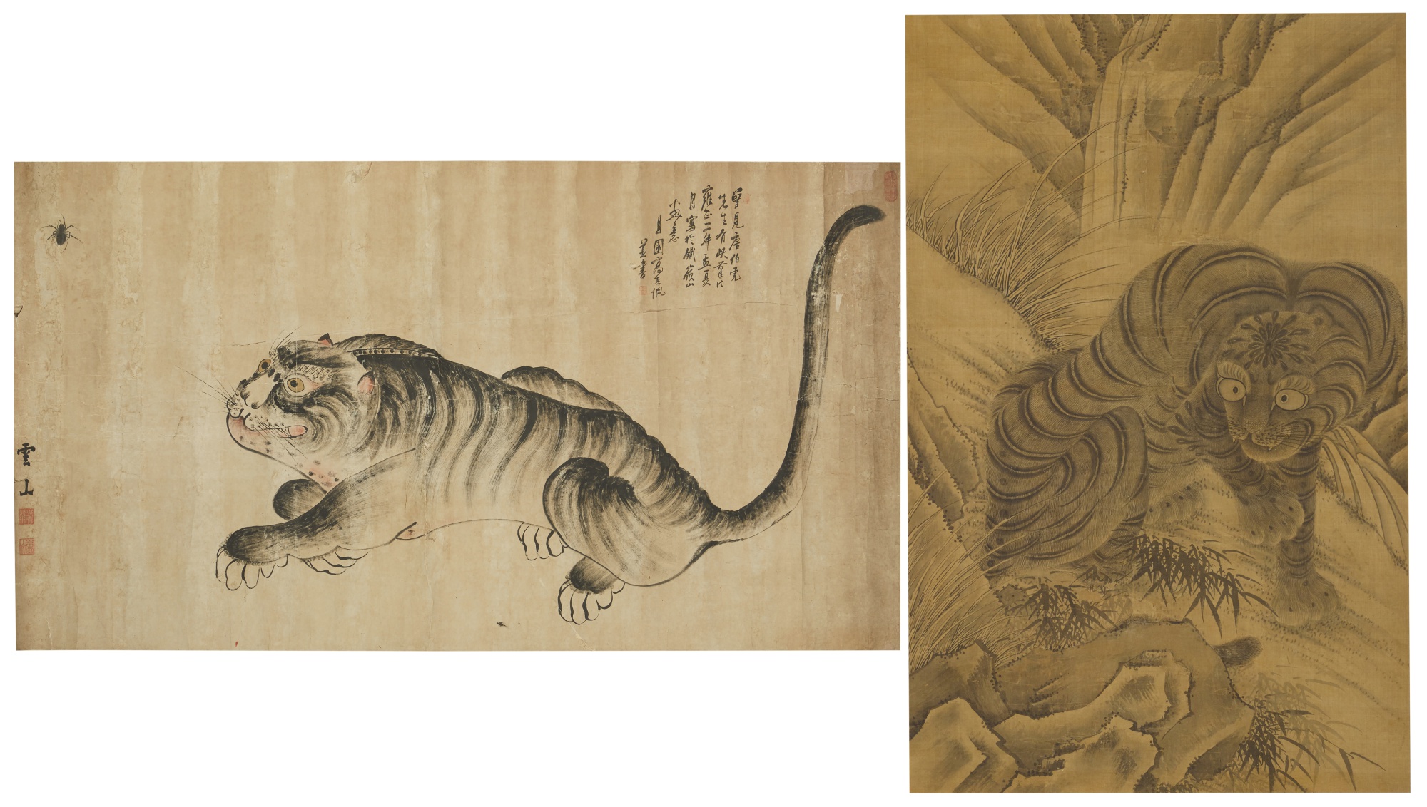 Two paintings of tigers,