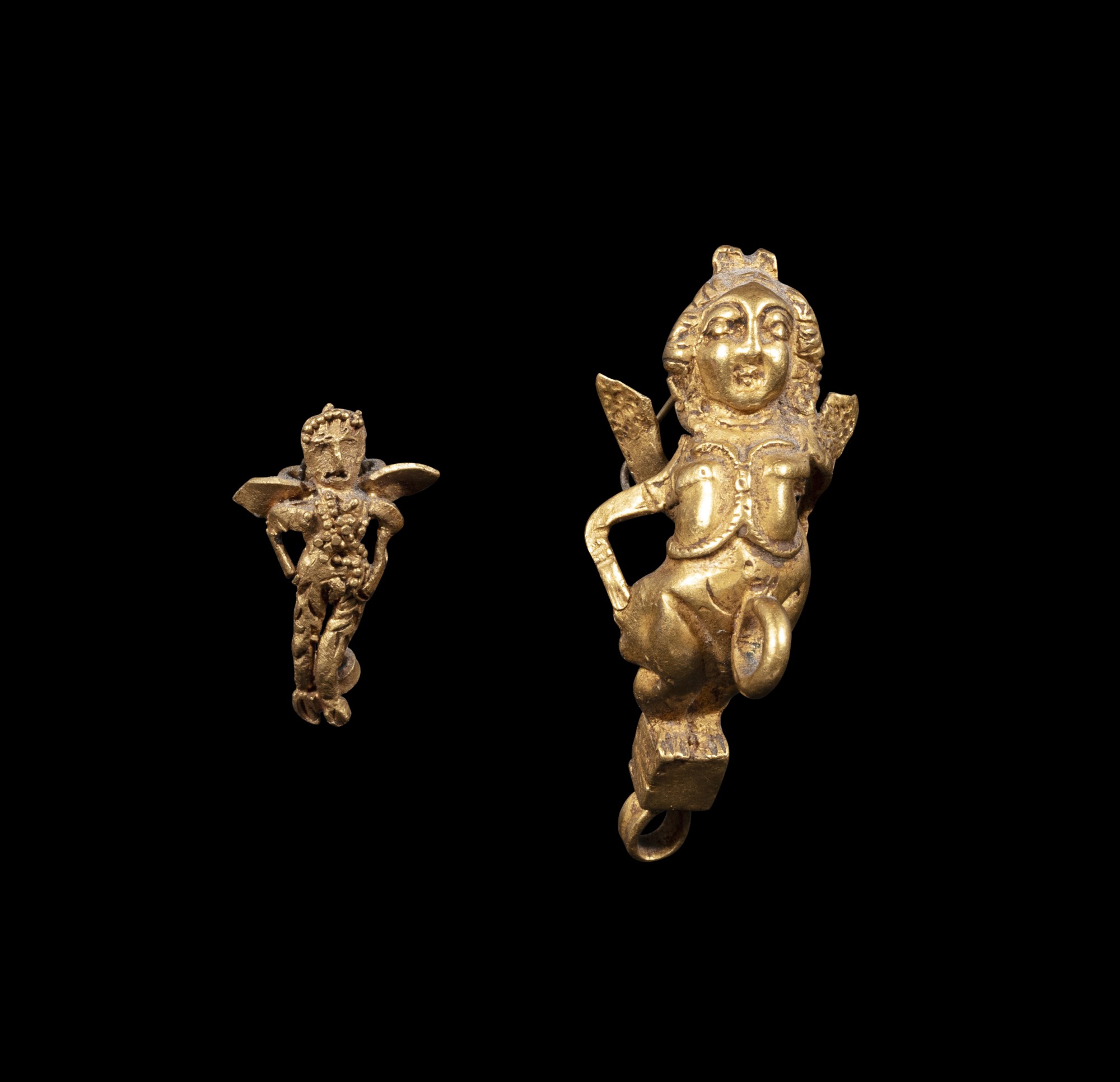 Two Roman Gold Eros Ornaments