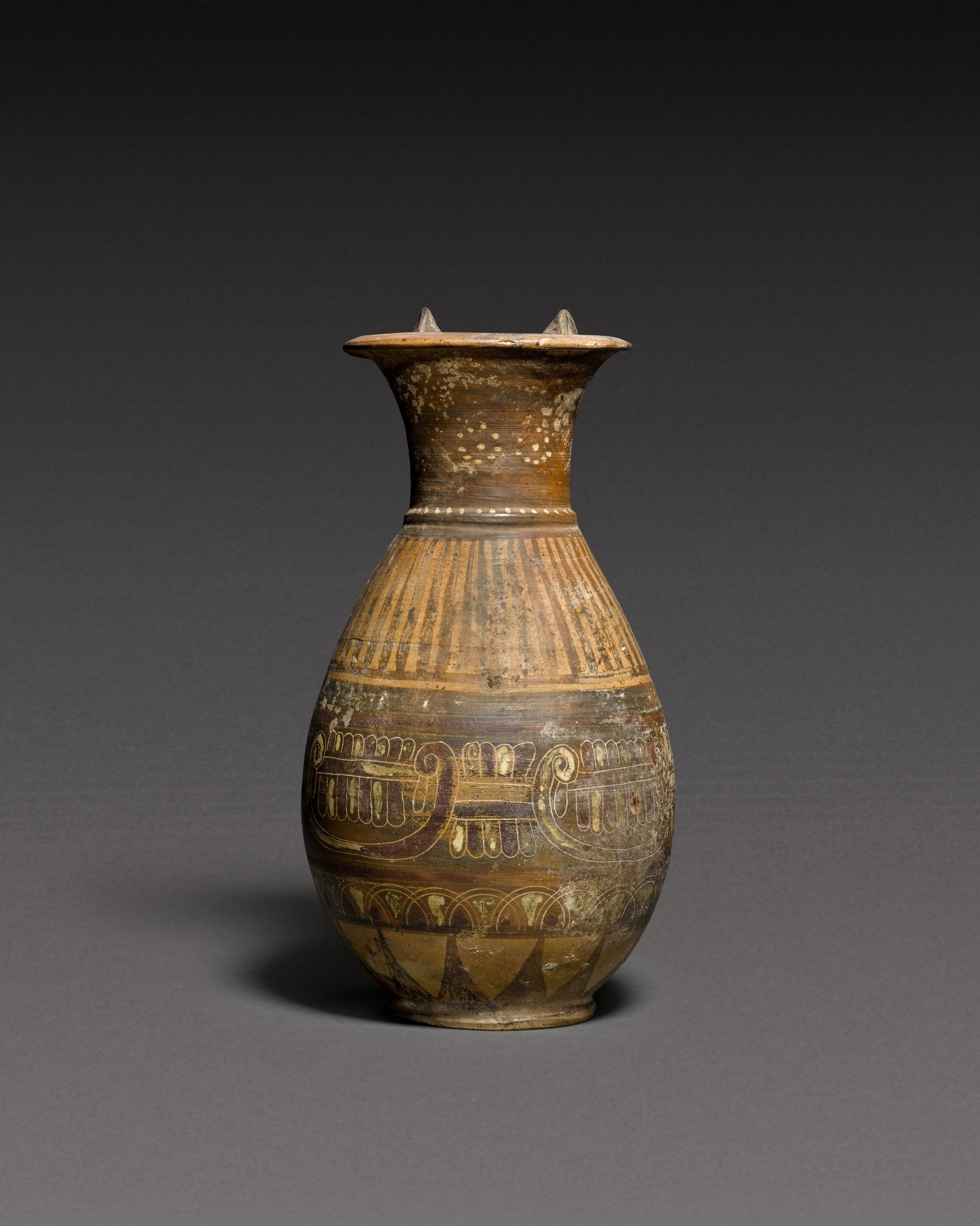An Etrusco-Corinthian Black-figured Pottery Olpe