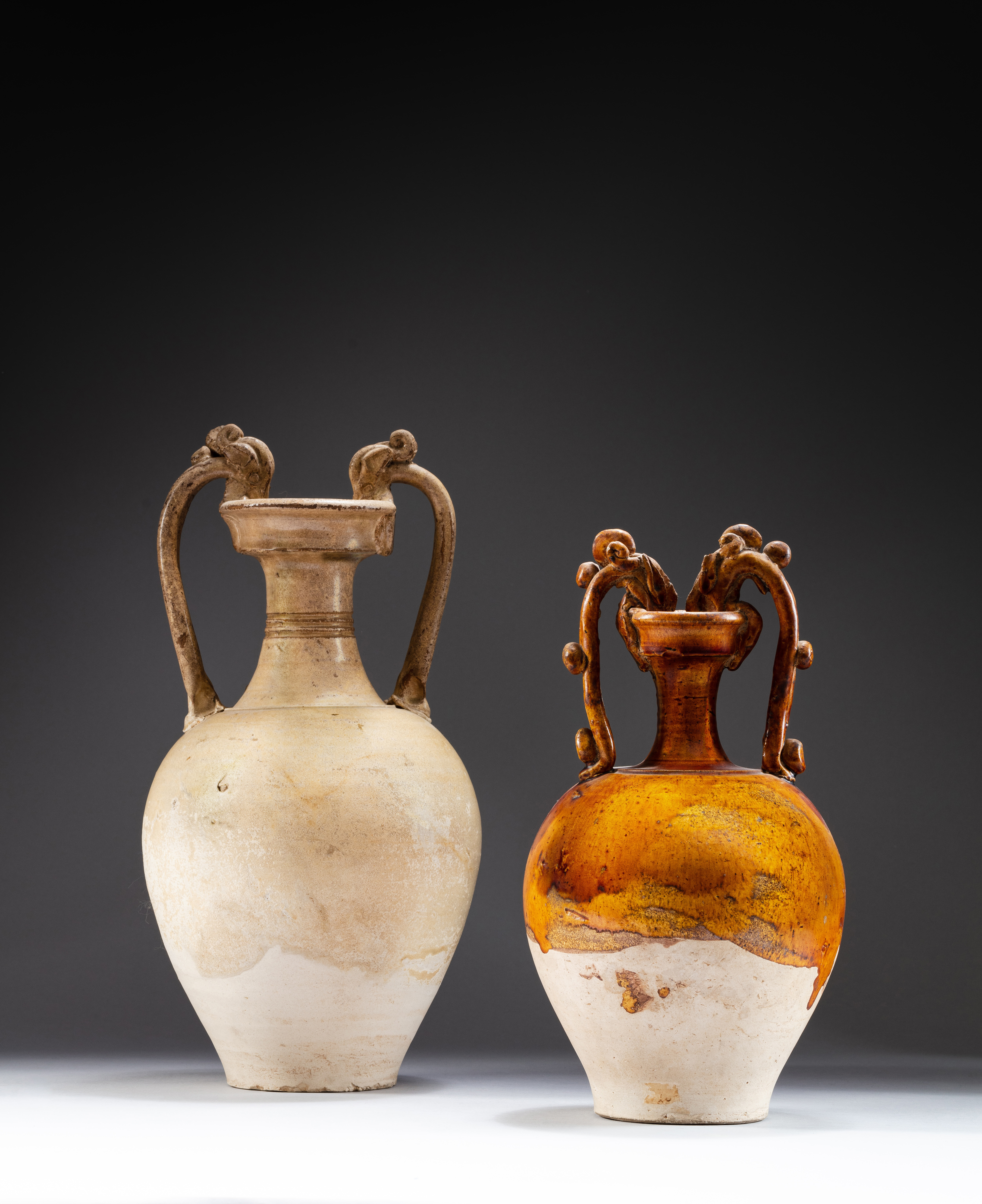 Two pottery 'amphora' vases