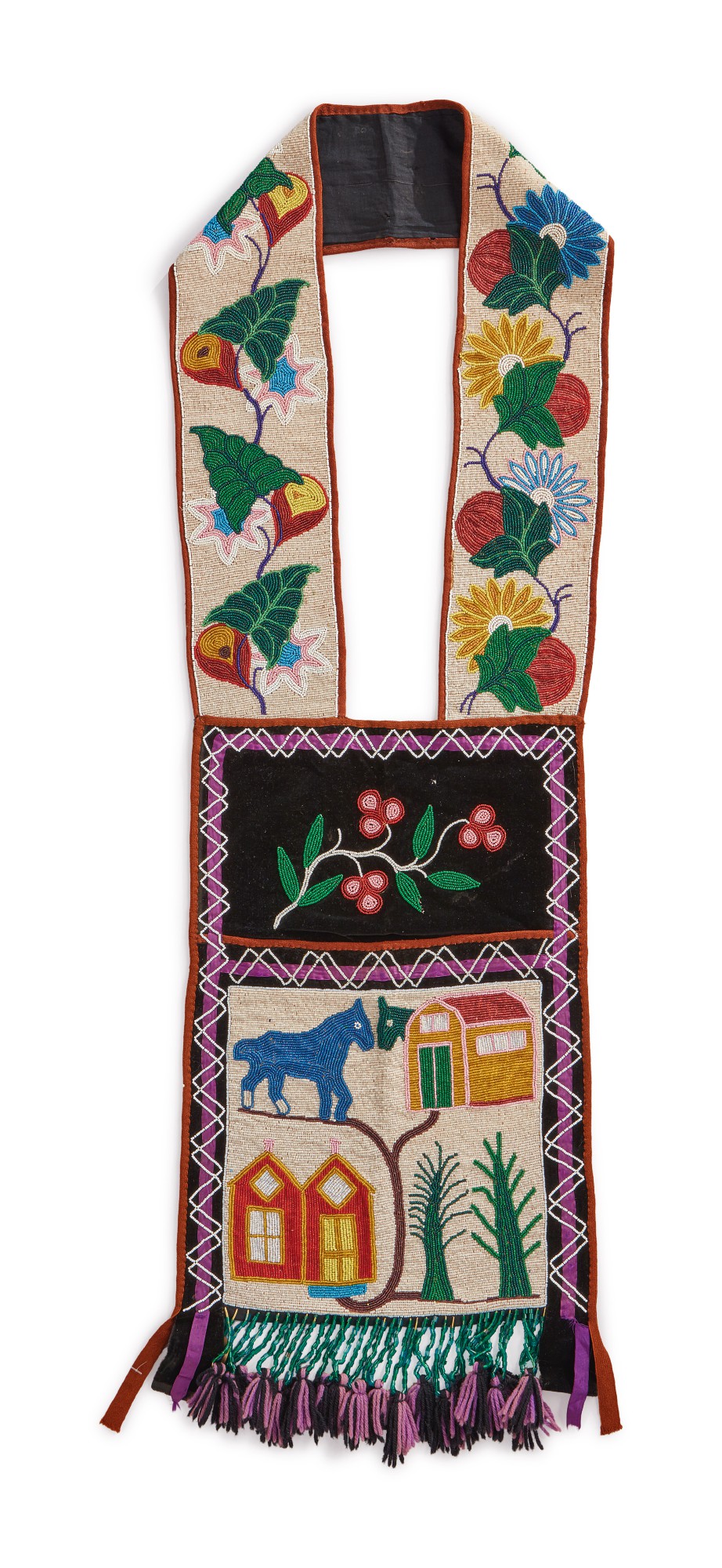 Great Lakes Pictorial Beaded Cloth Bandolier