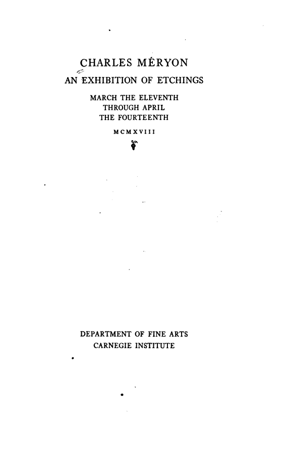 Charles Méryon and His Prints