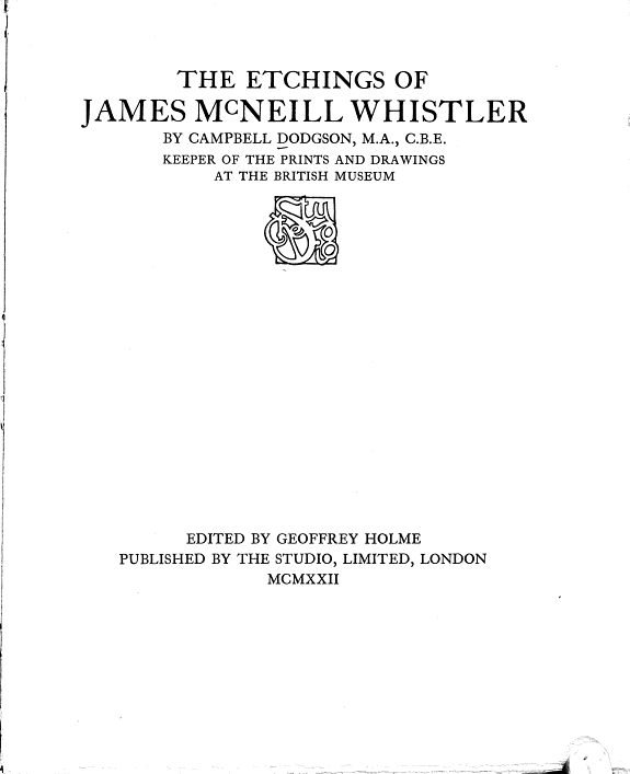 James McNeill Whistler: Etchings