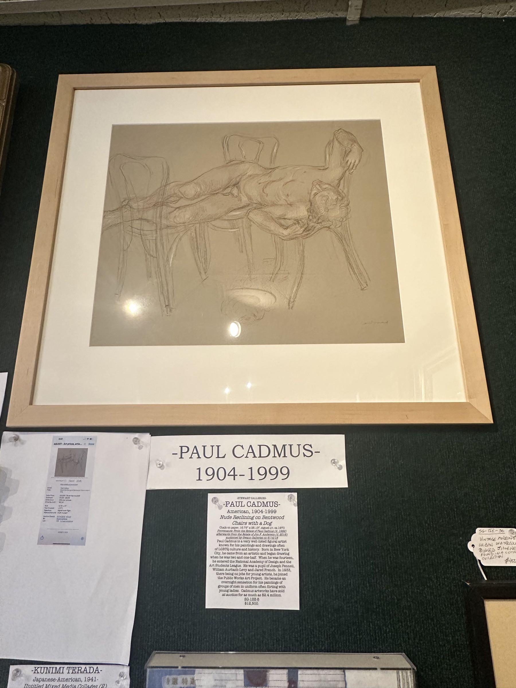 Nude Reclining on Bentwood Chairs with a Dog