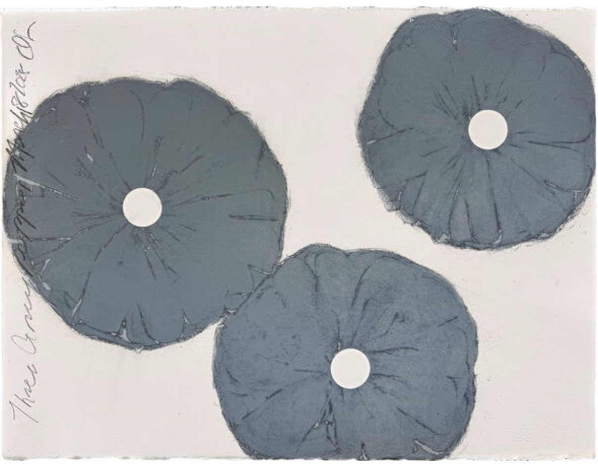 Donald Sultan — Three Gray Poppies March 18 2025