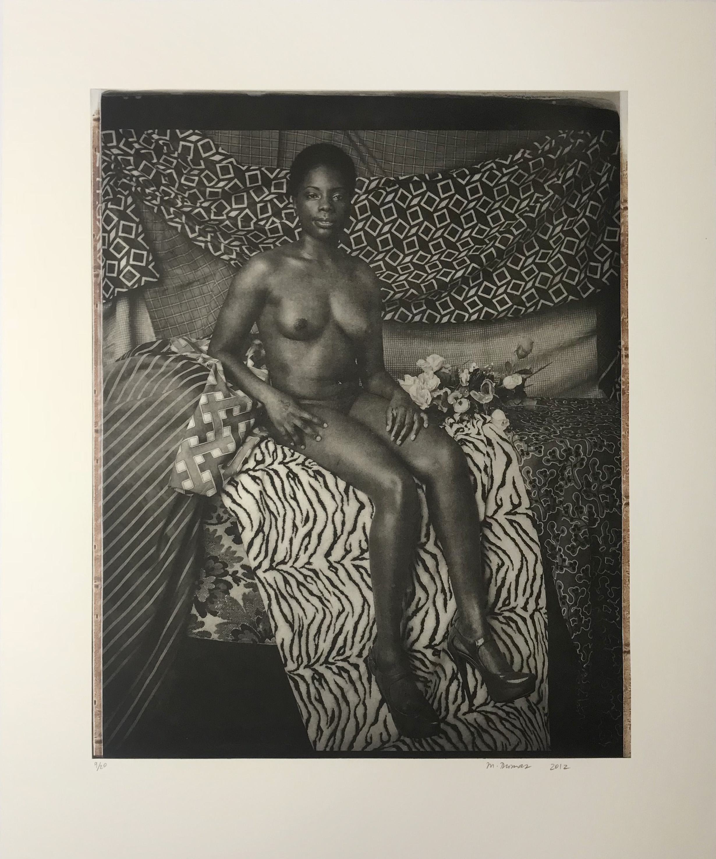 Mickalene Thomas — Portrait of Marie Sitting in Black and White