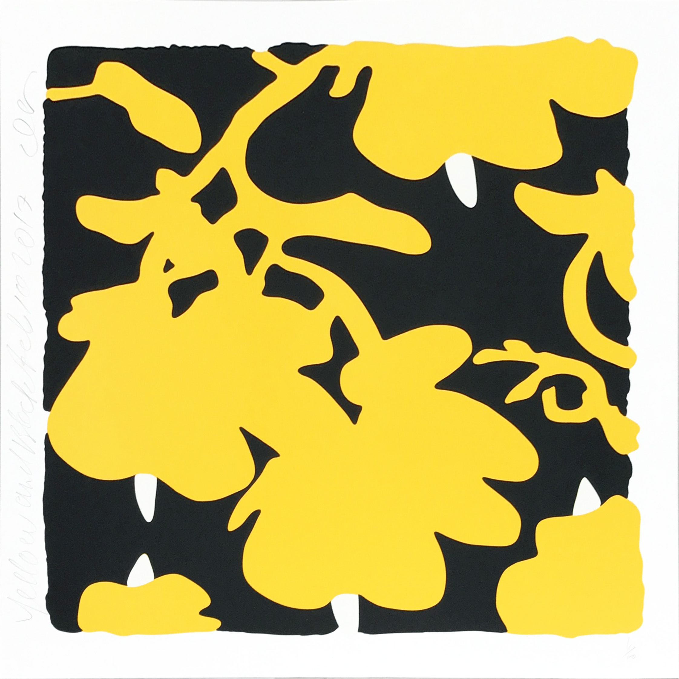 Donald Sultan — Lantern Flowers - Yellow/Black background