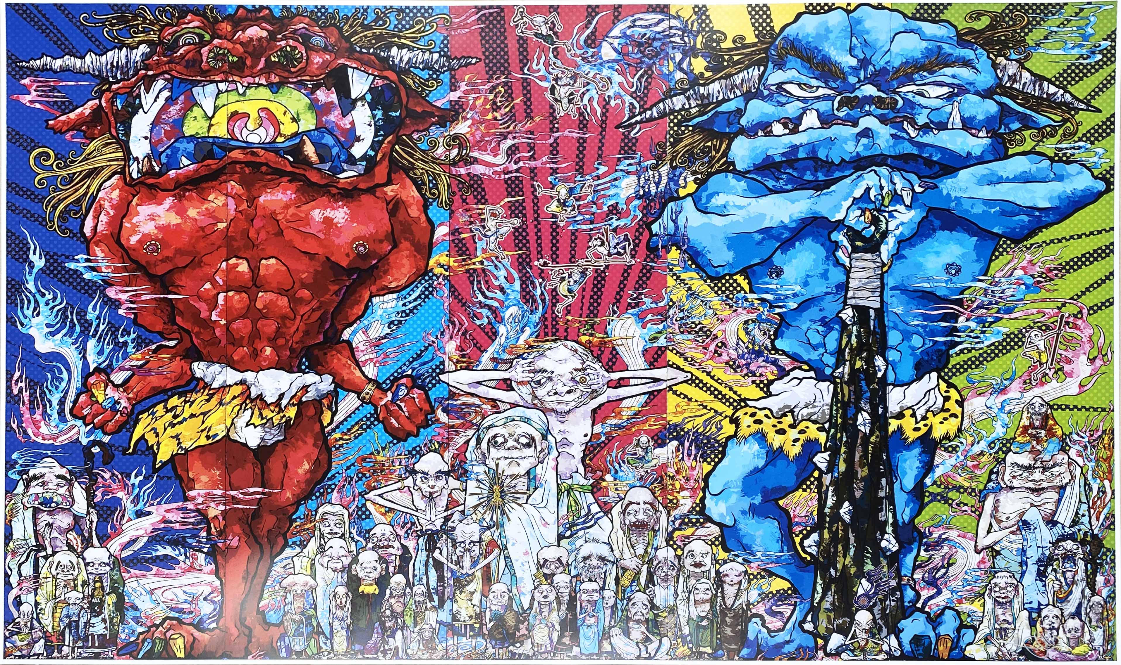 Takashi Murakami — Red Demon Blue Demon with 48 Arhats