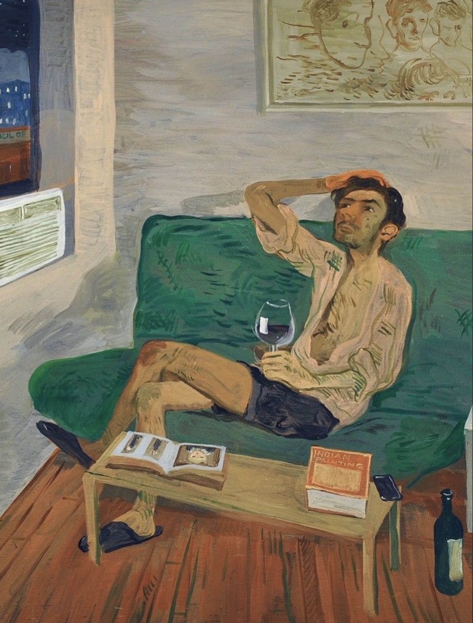 Self-Portrait with Wine Glass