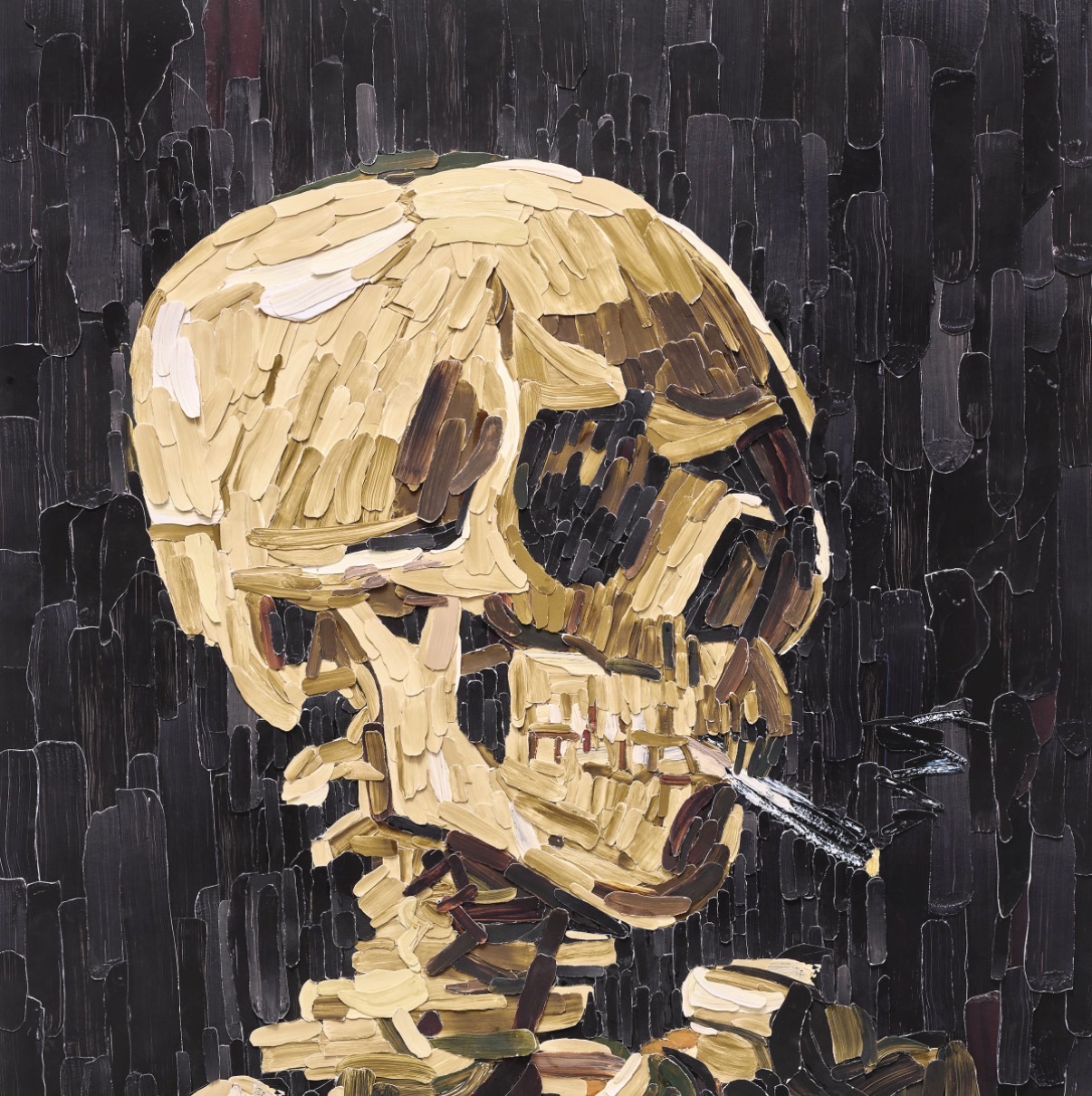 Vik Muniz — Head of a Skeleton with a Burning Cigarette, after Vincent Van Gogh, Brushstrokes