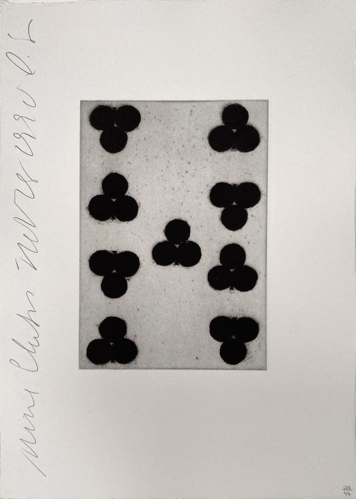 Donald Sultan — Playing Cards (Nine of Clubs)