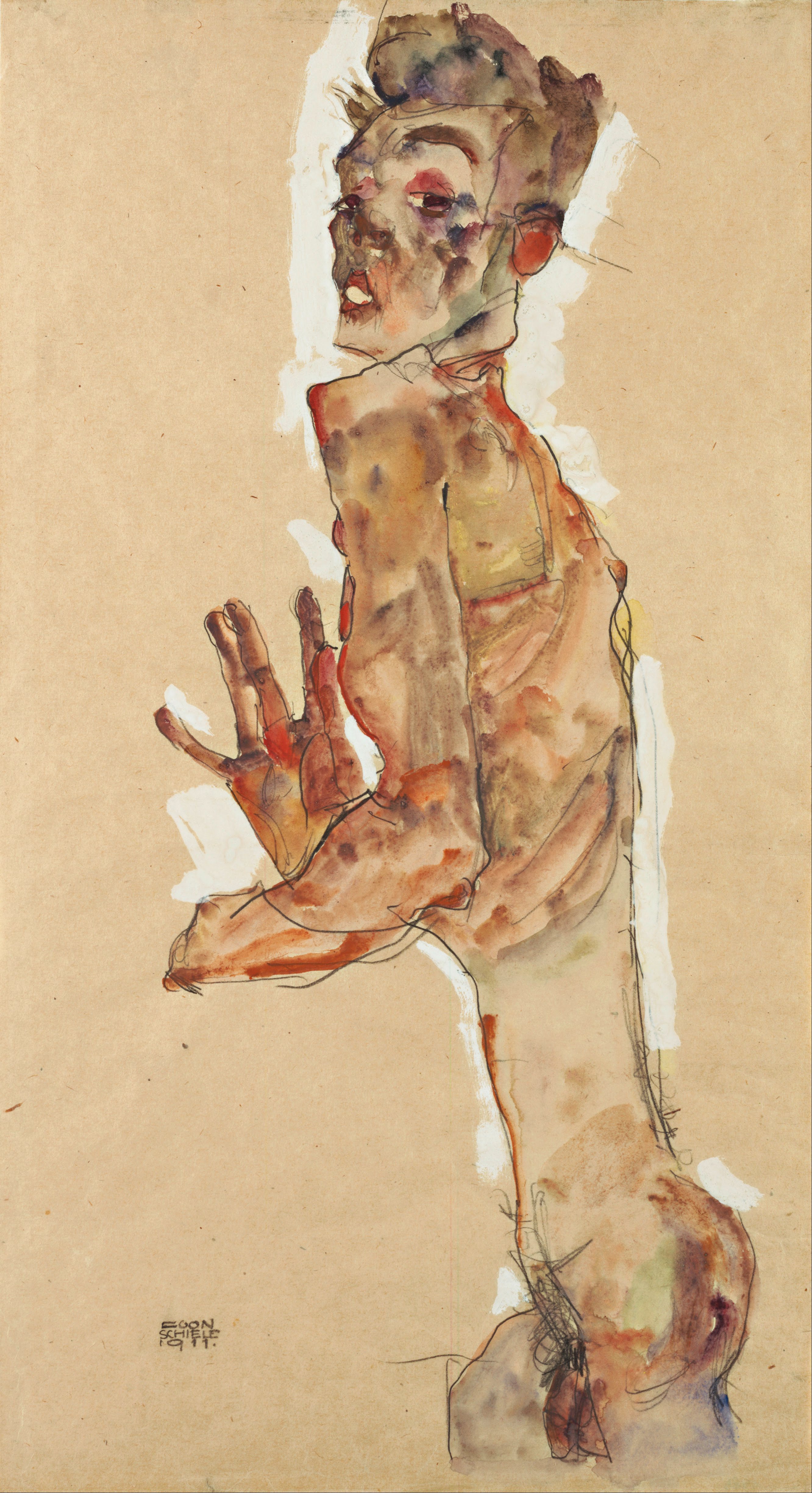Egon Schiele — Self-Portrait with Splayed Fingers