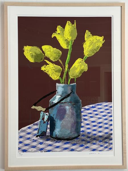 21st April 2021, Yellow Flowers in a Small Milk Churn