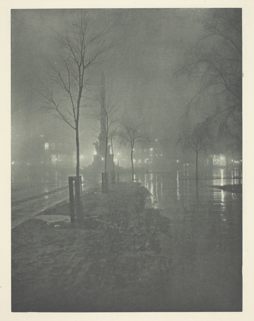 William A. Fraser — Wet Night, Columbus Circle, New York, No. 11 from the portfolio "American Pictorial Photography, Series I" (1899)