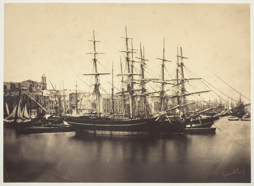 Gustave Le Gray — Ships in the Harbor at Sète