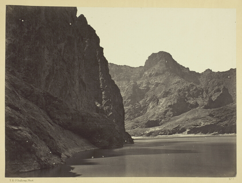 Timothy O'Sullivan — Black Cañon, Colorado River, looking below near Camp 7. Explorations in Nevada and Arizona, Expedition of 1871. Lieut. Geo. M. Wheeler, Com'd'g.