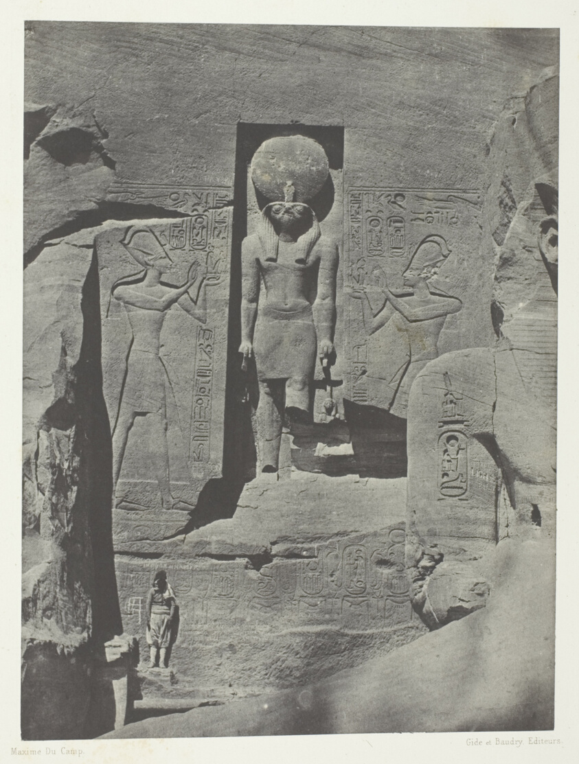 Maxime Du Camp — Ibsamboul, Sculptures de l'Entrée du Spéos de Phrè, Nubie, plate 105 from the album "Egypte, Nubie, Palestine et Syrie" (1852)