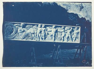 Sculptural Frieze by Cavelier, Minerva Surrounded by the Muses of the Arts