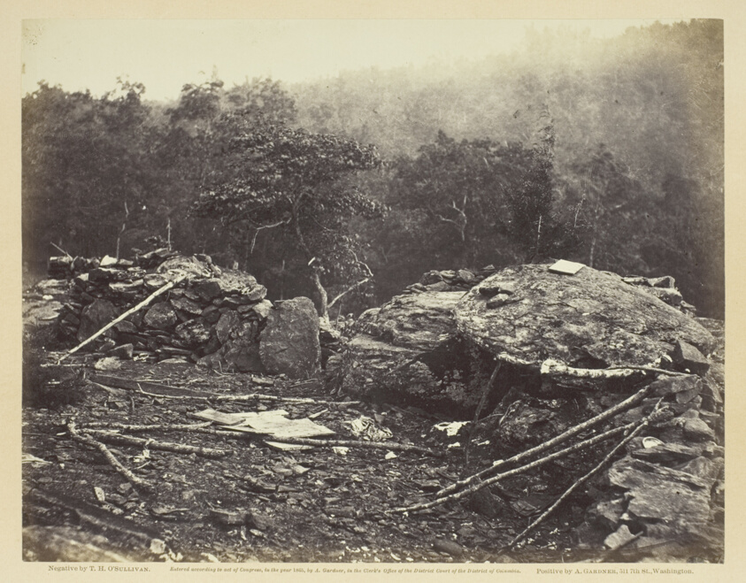 Interior of Breastworks on Round Top, Gettysburg