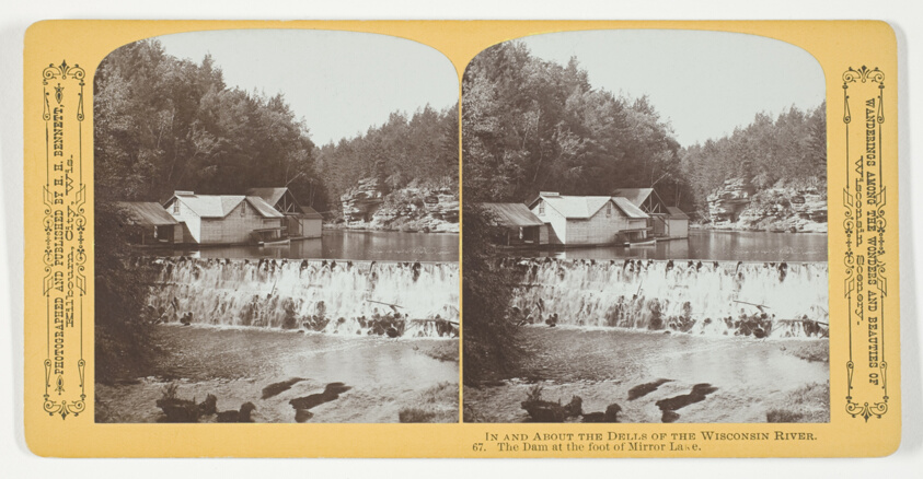 Henry Hamilton Bennett — The Dam at the foot of Mirror Lake, No. 67 from the series "In and About the Dells of the Wisconsin River"