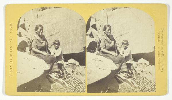 Navajo Indian Squaw, and Child, at their home, in Cañon de Chelle, No. 27 from the series "Geographical Explorations and Surveys West of the 100th Meridian"