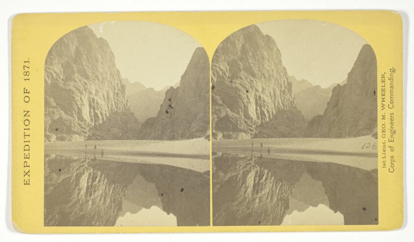 Timothy O'Sullivan (American, born Ireland, 1840–1882) — View down Black Cañon, from Mirror Bar. The walls repeated by reflection, No. 3 from the series "Geographical Explorations and Surveys West of the 100th Meridian"