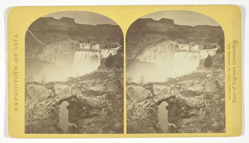 Timothy O'Sullivan (American, born Ireland, 1840–1882) — Shoshone Falls, Snake River, Idaho. Gorge and natural bridge, in the fore-ground, No. 50 from the series "Geographical Explorations and Surveys West of the 100th Meridian"