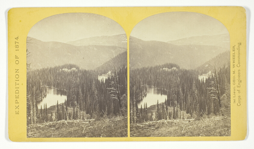 Timothy O'Sullivan (American, born Ireland, 1840–1882) — Lost Lakes, head of Conejos Cañon, Colorado, in the Sierra San Juan range, near divide between Conejos and south fork of Alamosa Rivers, surrounded by forest of Douglass spruce, and approximately 11.000 feel above sea-level, No. 37 from the series "Geographical Explorations and Surveys West of the 100th Meridian"