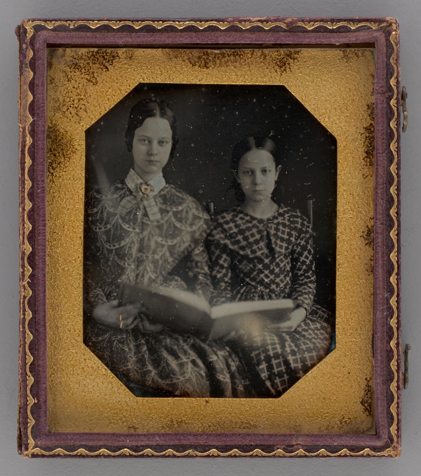 Unknown maker — Untitled (Portrait of Seated Two Girls Holding a Book)