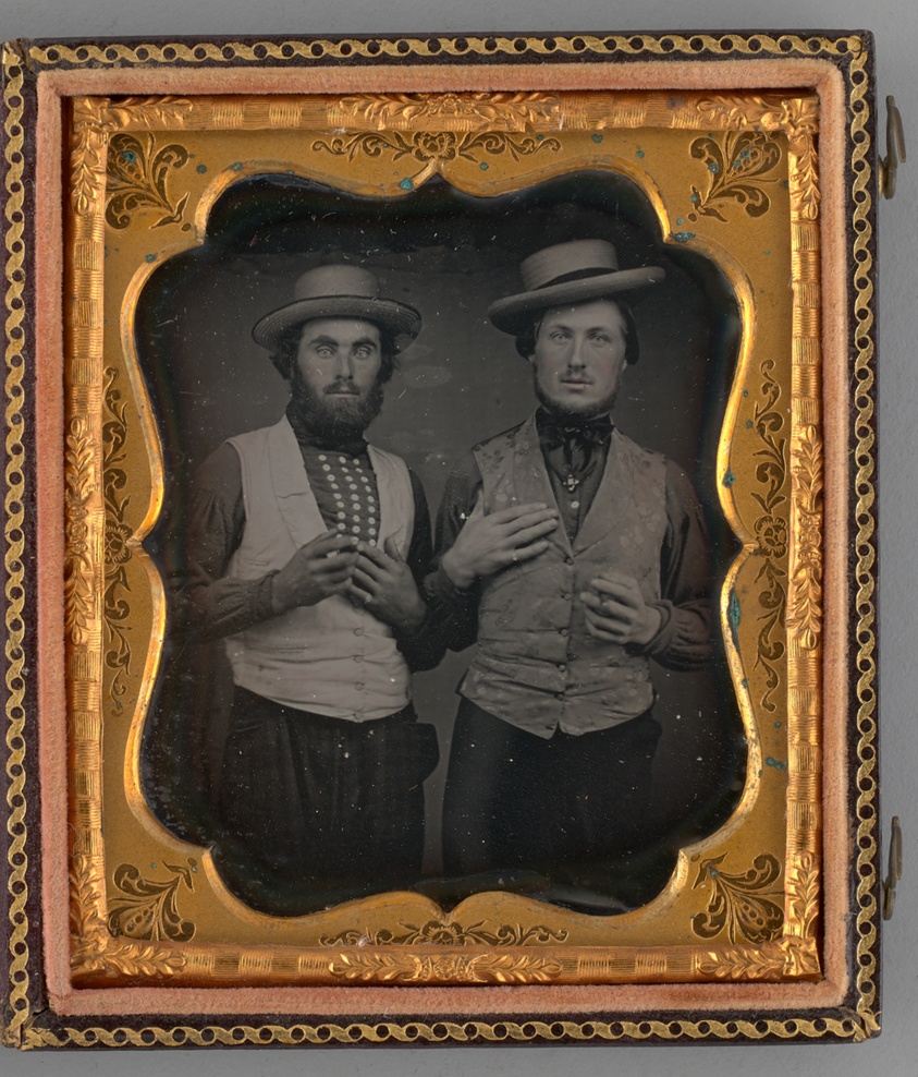 Unknown maker — Untitled (Portrait of Two Men Wearing Straw Hats)