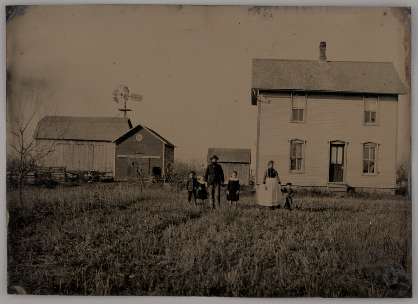 Unknown maker — Untitled (A Man, a Woman, and Three Children Standing in Front of a Farmhouse)