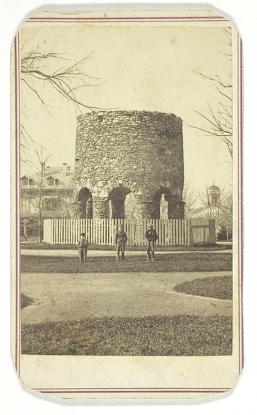 Untitled (stone turret with boys)