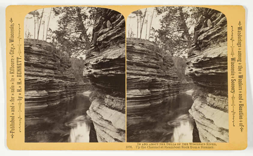 Henry Hamilton Bennett — Up the Channel at Steamboat Rock from a Steamer, No. 1076 from the series "In and About the Dells of the Wisconsin River"