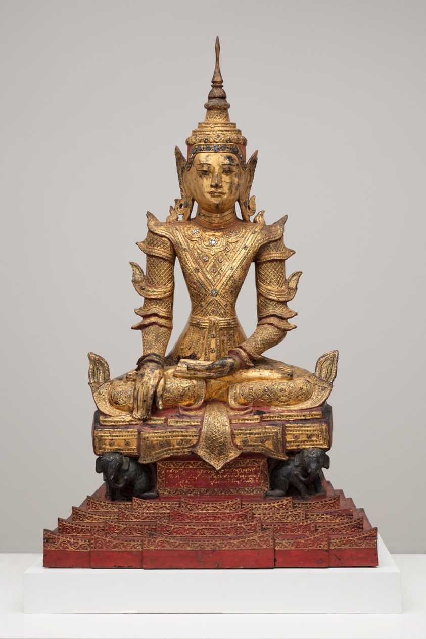 Unknown Artist — Crowned and Bejewelled Buddha Seated on an Elephant Throne