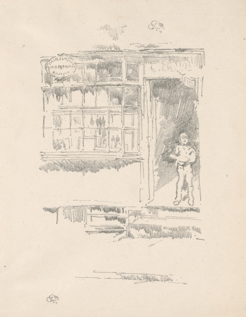 James McNeill Whistler — The Barber's Shop in the Mews