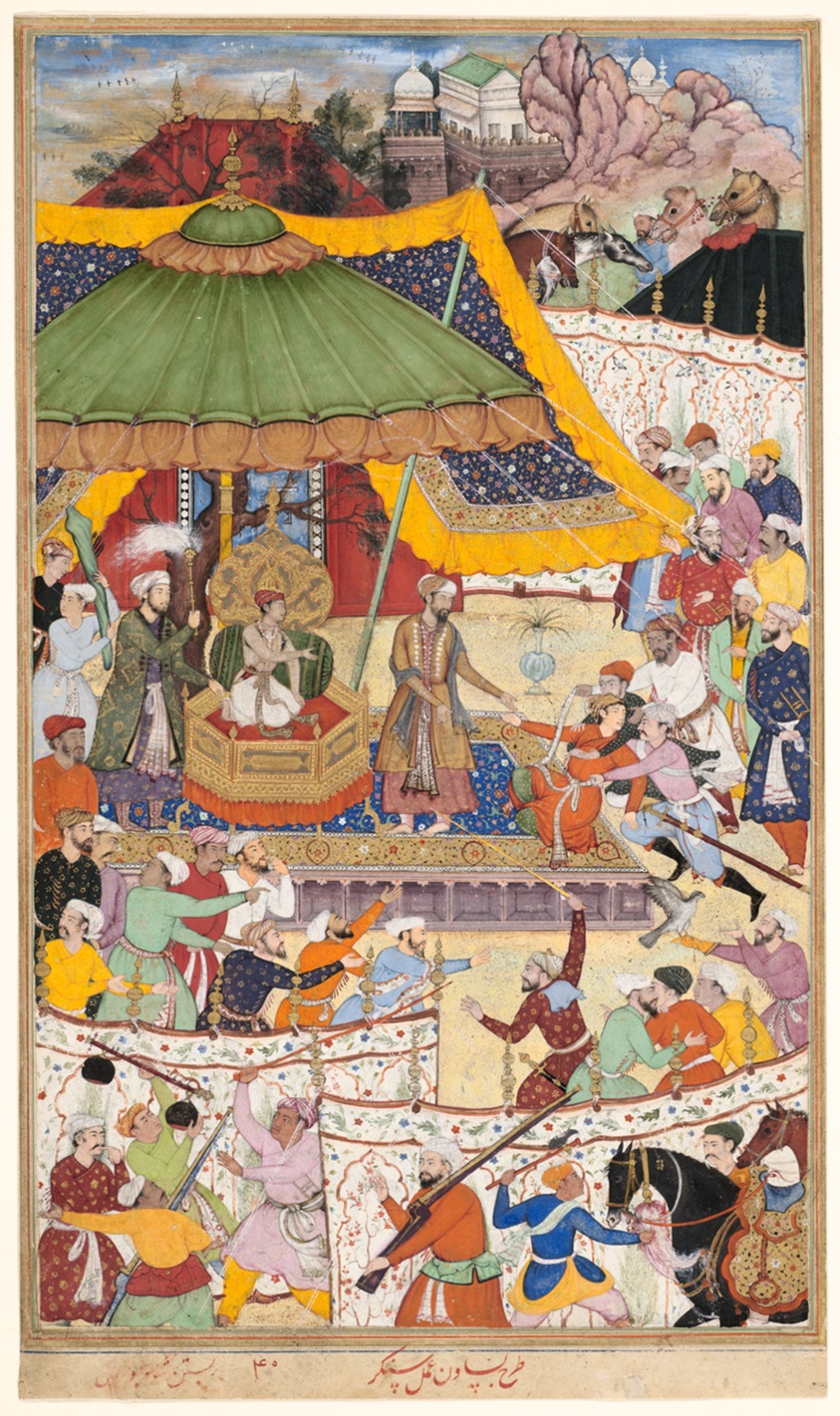 Basawan — The Young Emperor Akbar Arrests the Insolent Shah Abu’l-Maali, Page from a Manuscript of the Akbarnama