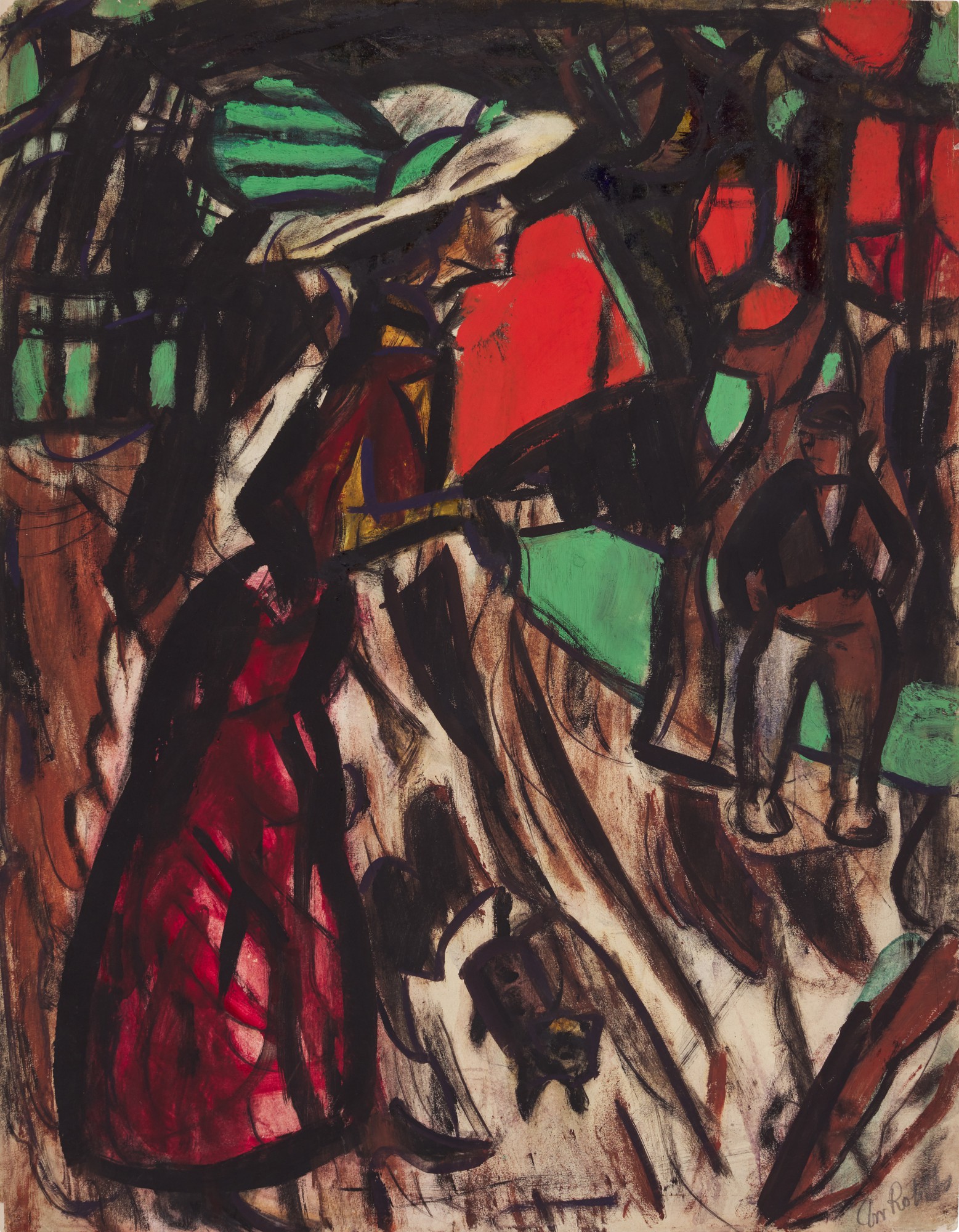 Christian Rohlfs — Strassenszene mit einer Frau, Begegnungen (Street Scene with a Woman, Encounters) 