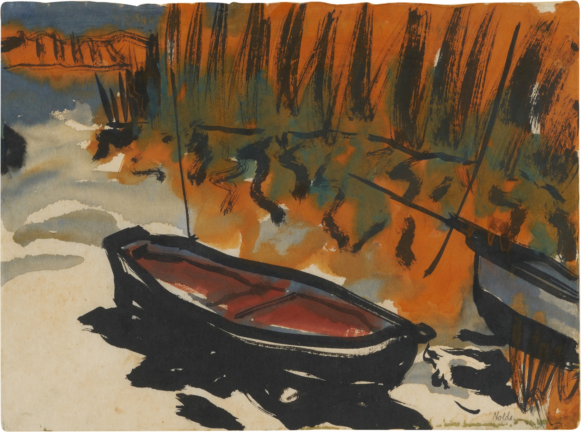 Emil Nolde — Boot im Schilf (Boat in the Reed) 