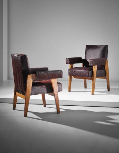 Pair of 'Advocate and Press' armchairs, model no. LC/PJ-SI-41-A, from the High Court, Chandigarh