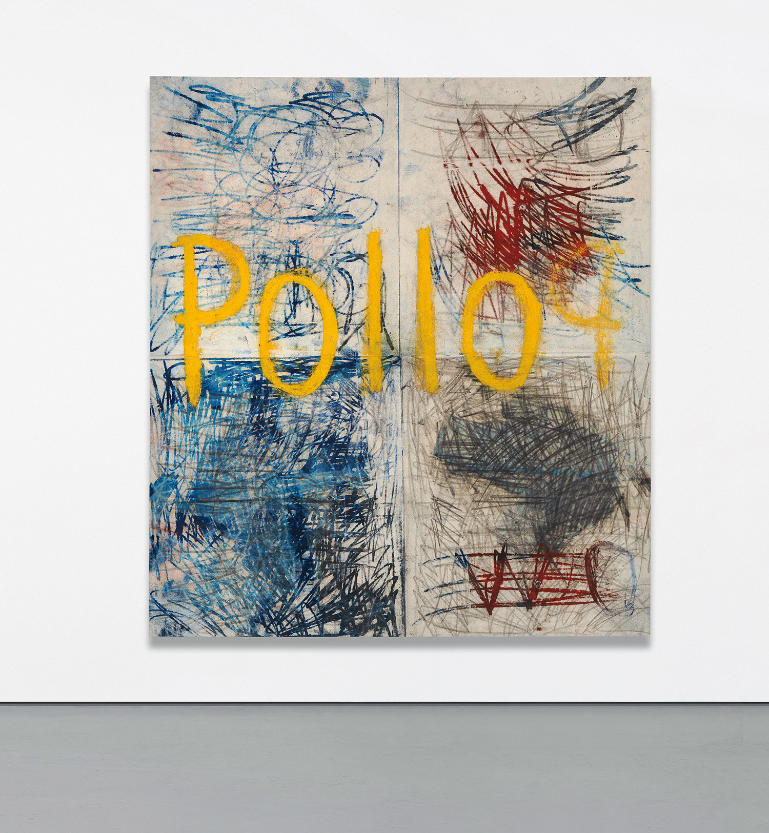 Oscar Murillo — Segmented into four discrete abstract zones that chime with centrifugal energy, Oscar Murillo’s