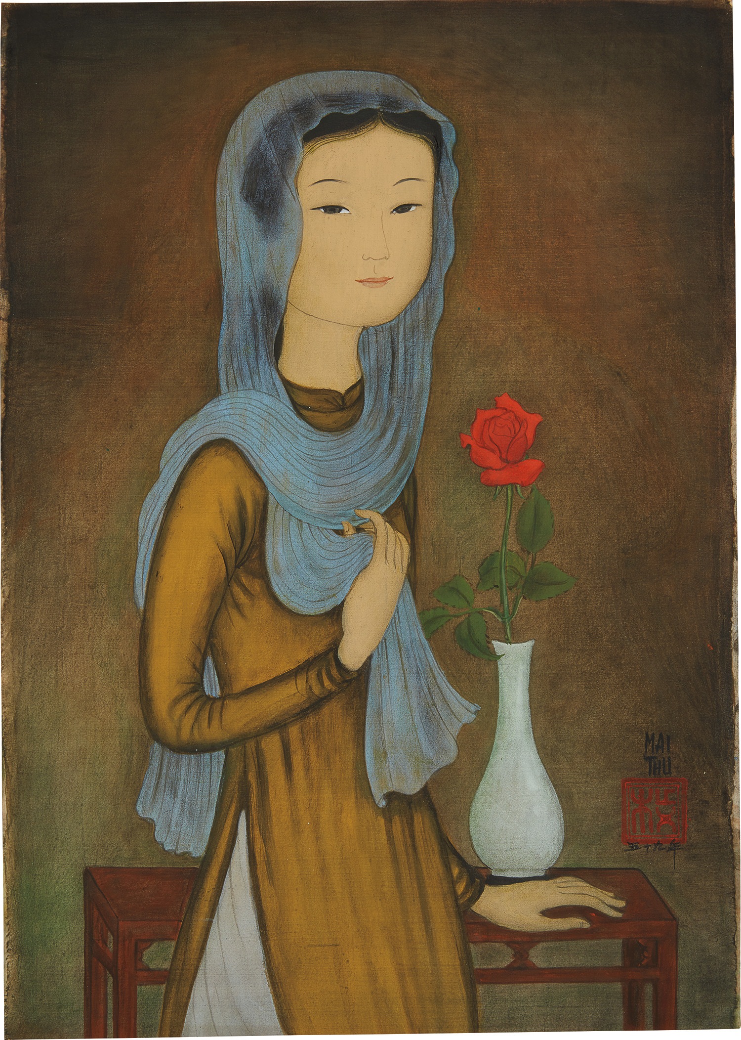 La Rose Rouge (J. femme à l’écharpe) [The Red Rose (Young Lady with Scarf)]