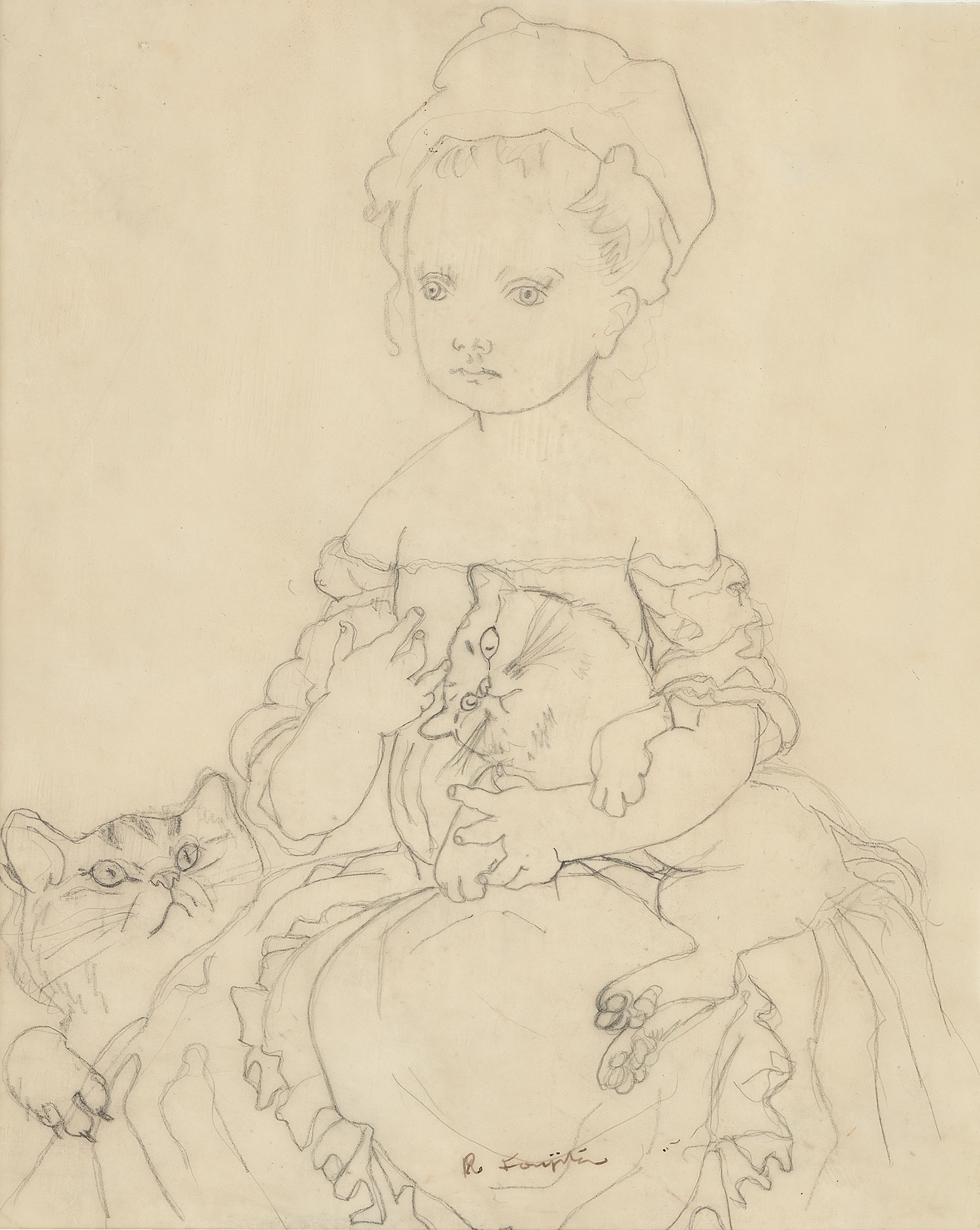 Léonard-Tsuguharu Foujita — Petite fille avec deux chats