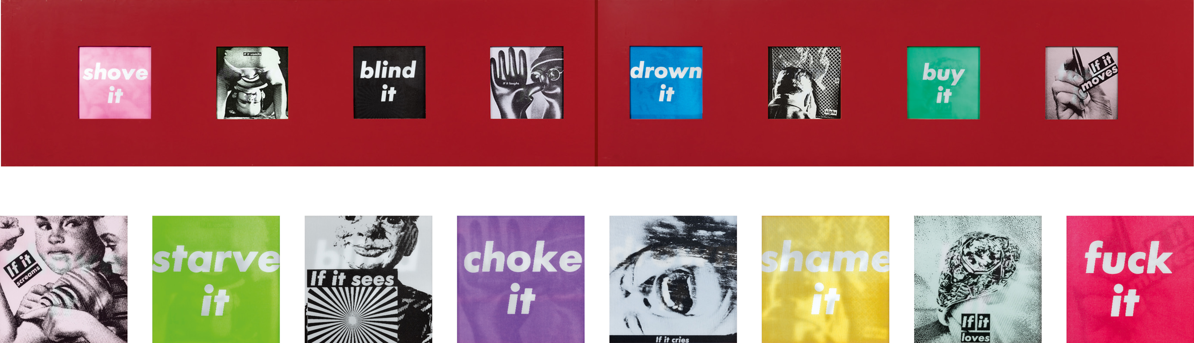Barbara Kruger — lenticular prints in artist's frames, diptych