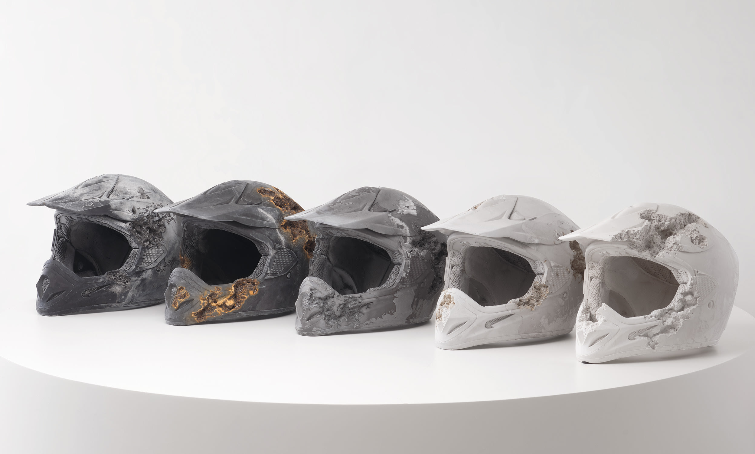 Daniel Arsham — Eroded Motorcross Helmets