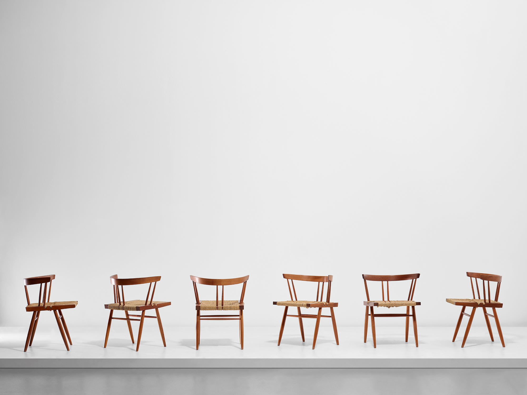 George Nakashima — Set of six 'Grass-Seated' chairs