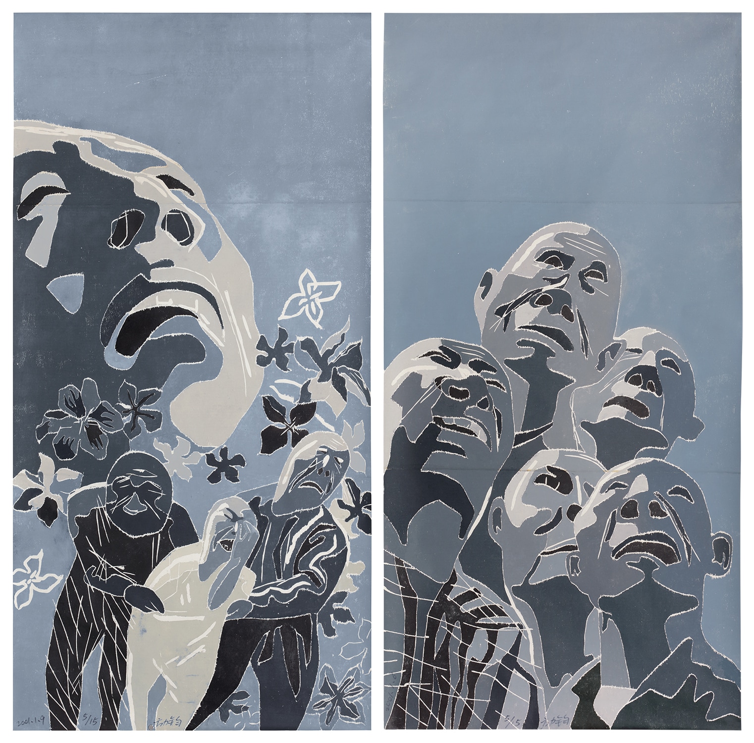 Fang Lijun — Two works: (i) 2001.1.6; (ii) 2001.1.9