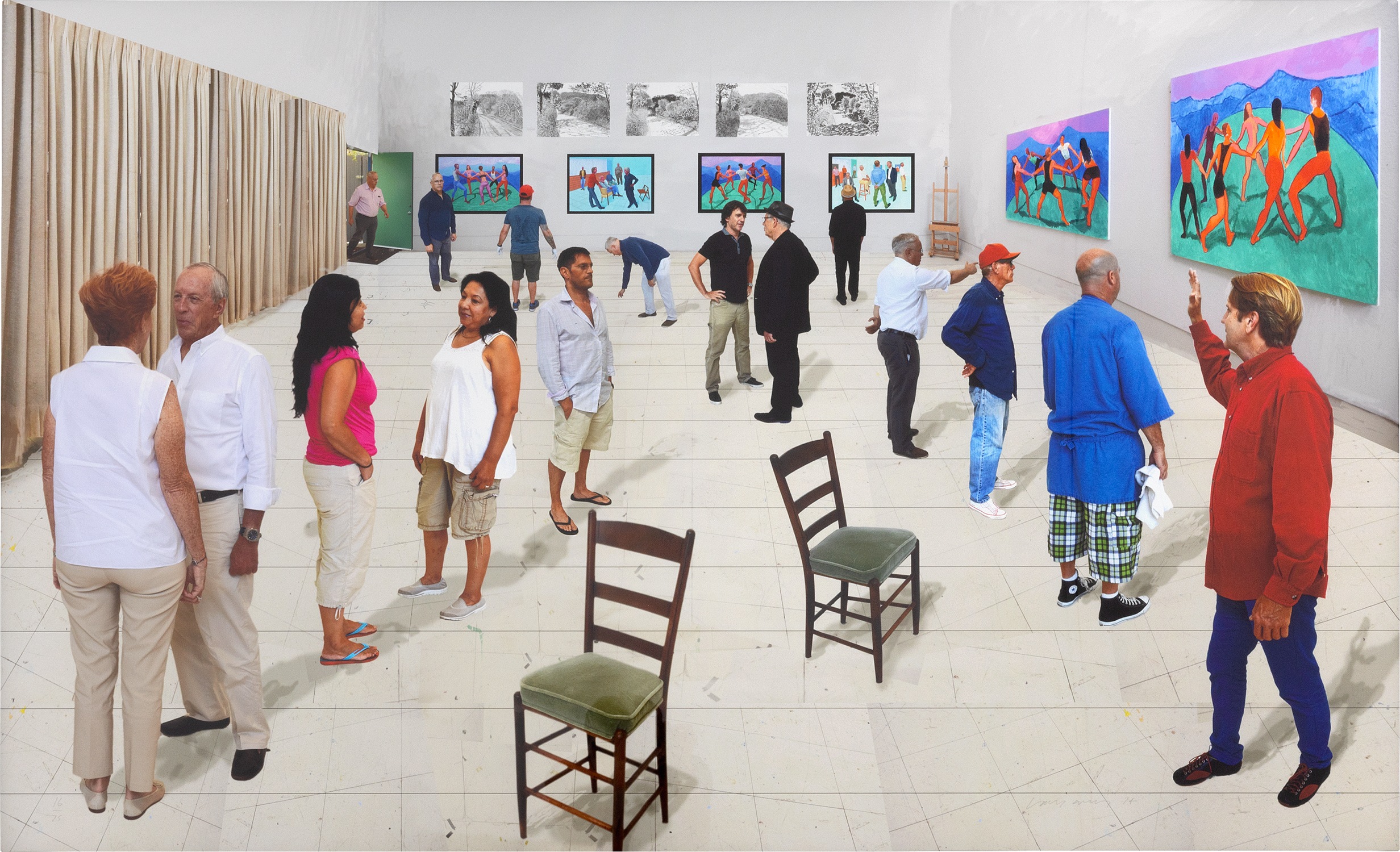 David Hockney — Two Chairs with People