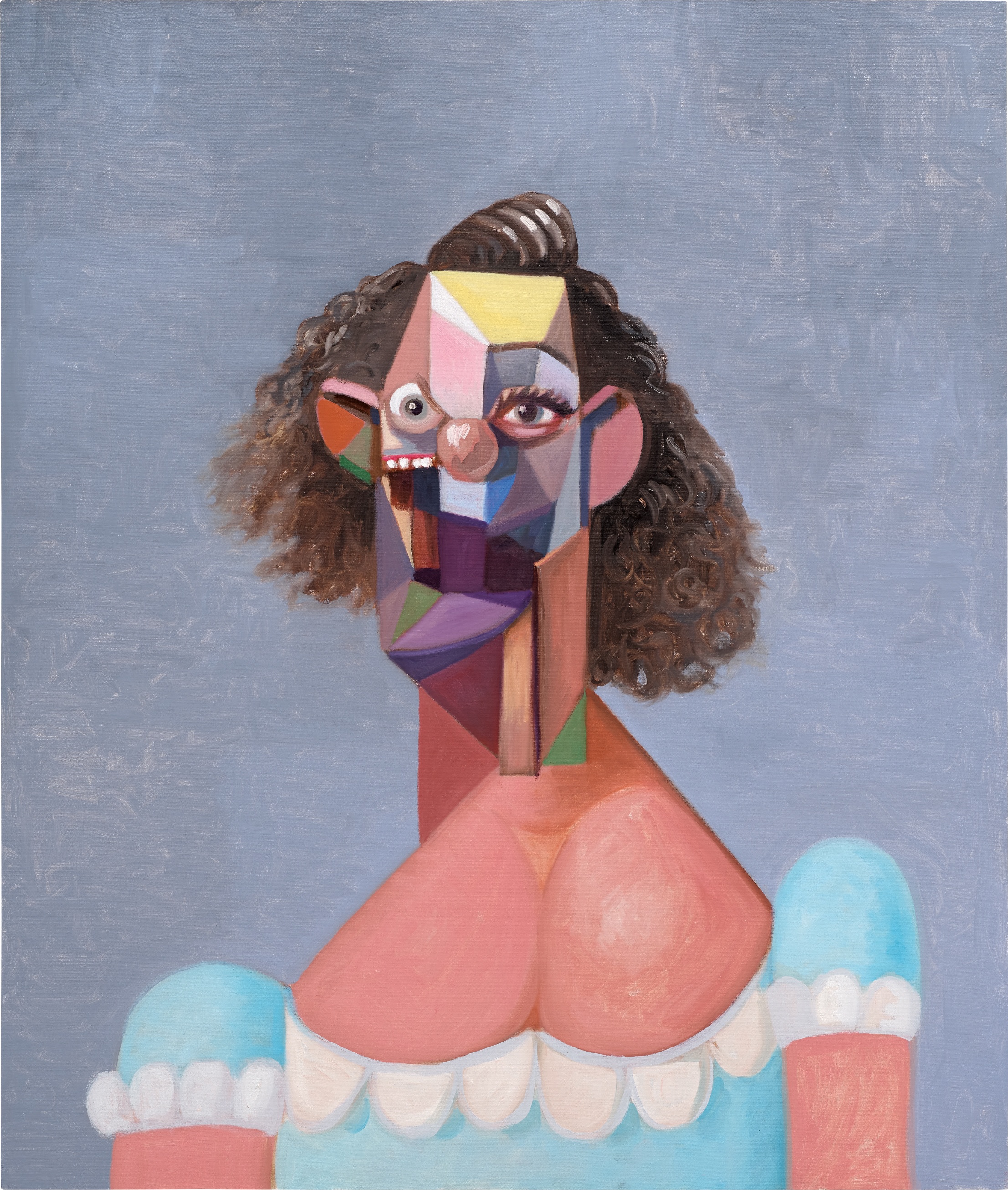 George Condo — Young Girl with Blue Dress