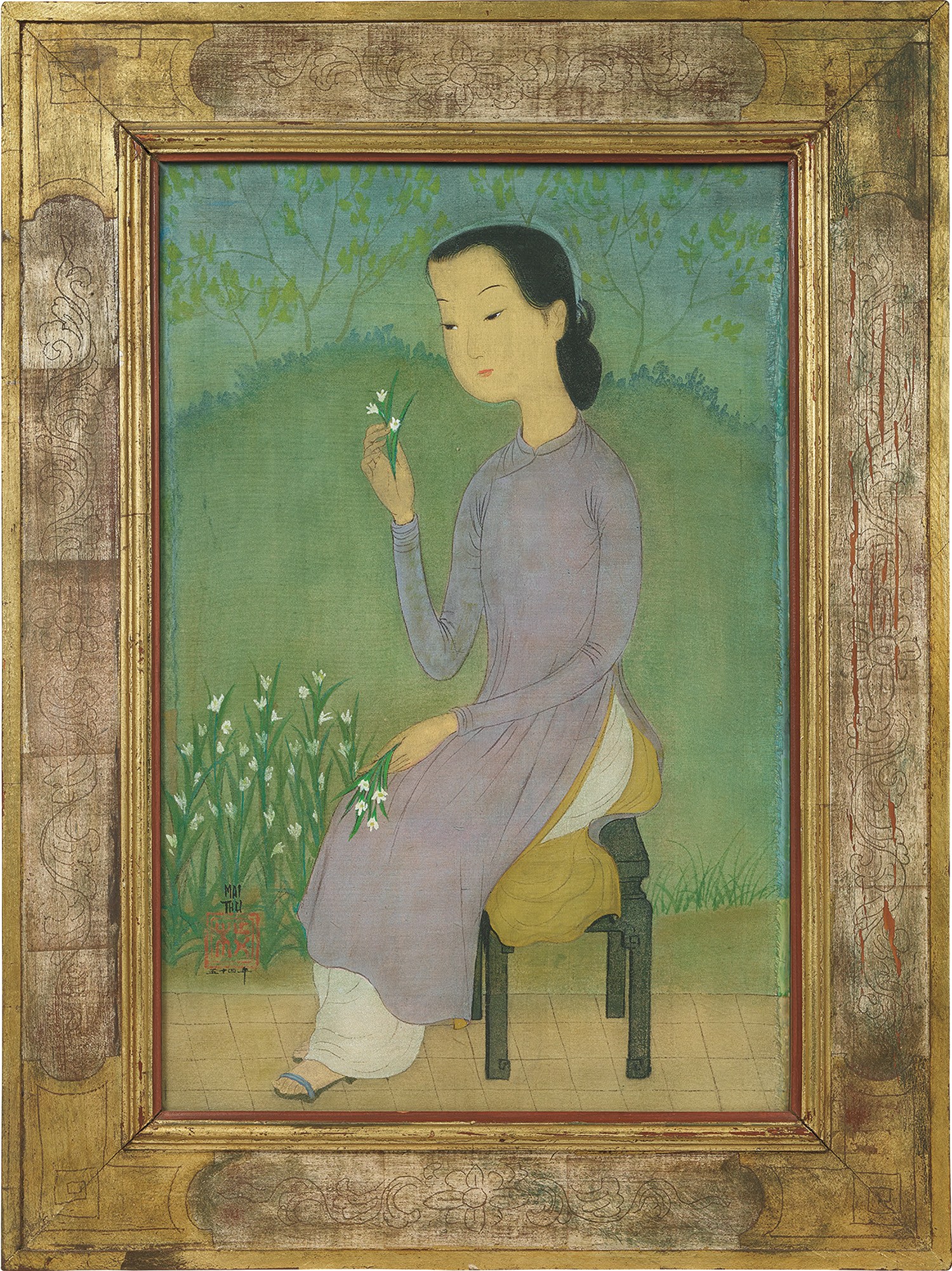 Mai Trung Thứ — Jeune femme à la fleur (Young lady with a flower)