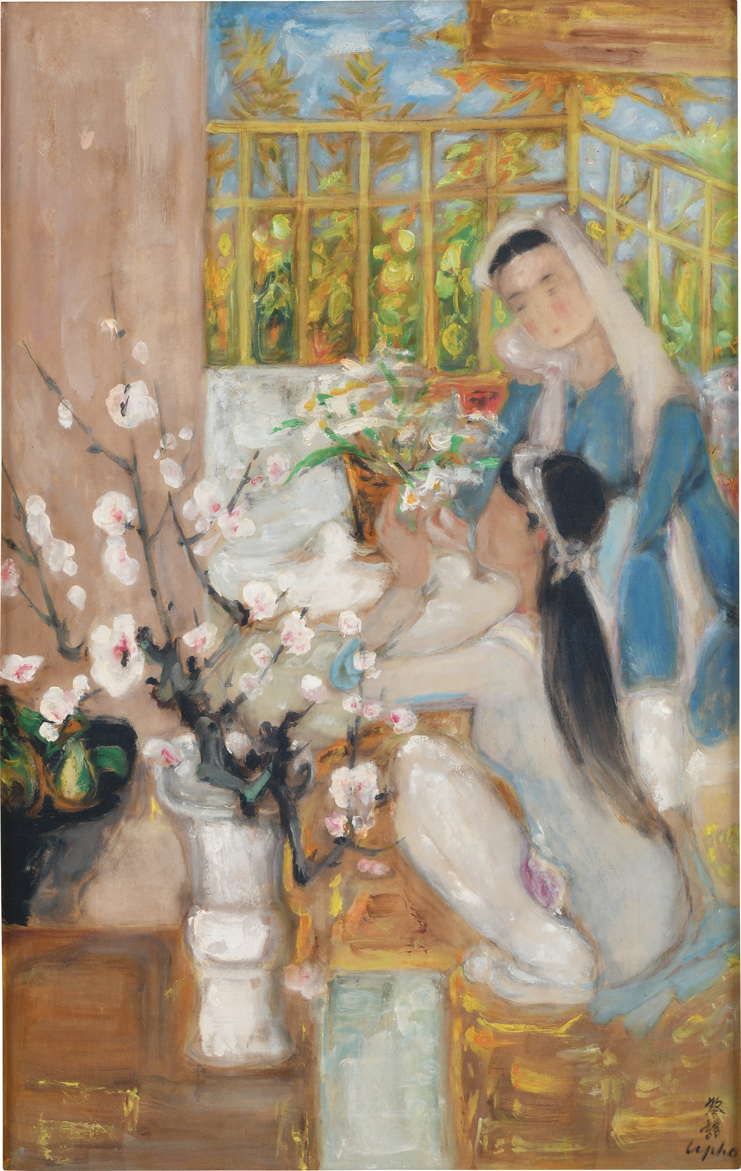 Lê Phổ — Jeunes Filles Aux Fleurs De Pêches (Young Girls with Peach Flowers)